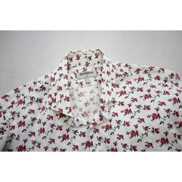 Express Slim Fit Dress Shirt Floral Button Up Long Sleeve Mens Sz Medium - Picture 6 of 9